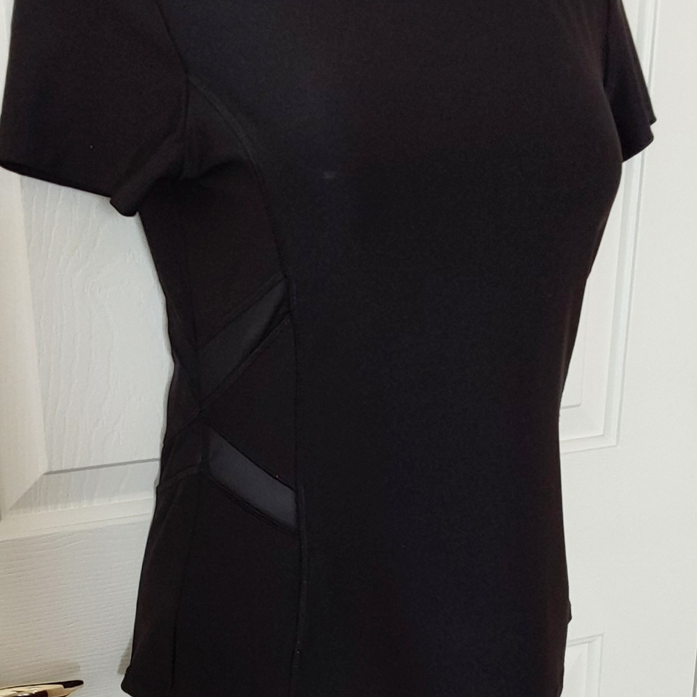 Gottex short sleeve black mesh tee top Medium - Picture 7 of 8
